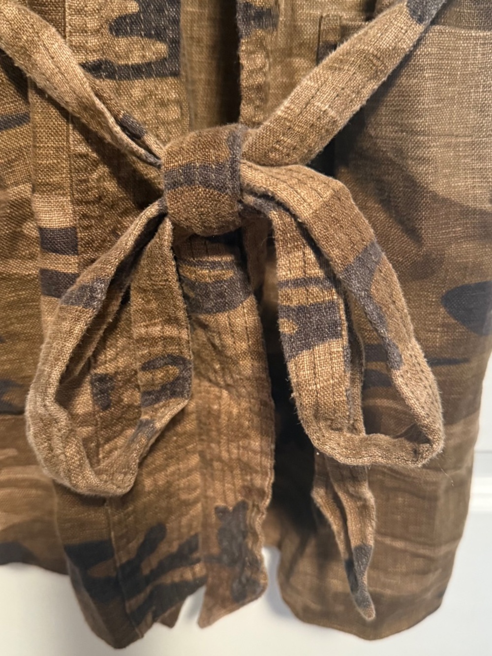 Johnny Was Flora Camo Embroidered Kimono Duster Belted Linen Boho - Picture 7 of 15